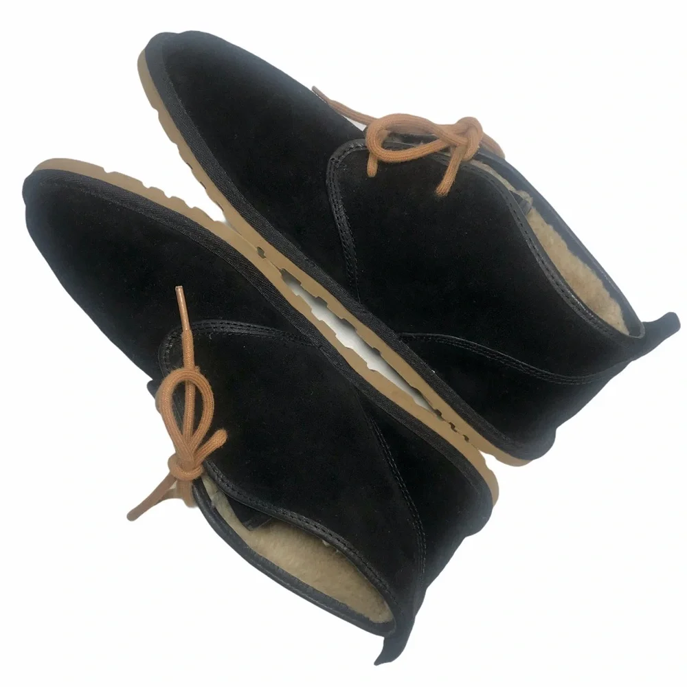 UGG Maksim Chukka Boots Black Suede Leather Wool Lined US 9